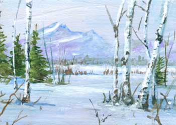 "Rocky Mt. Birch" by Bill Zierke, Onalaska WI - Acrylic - SOLD
